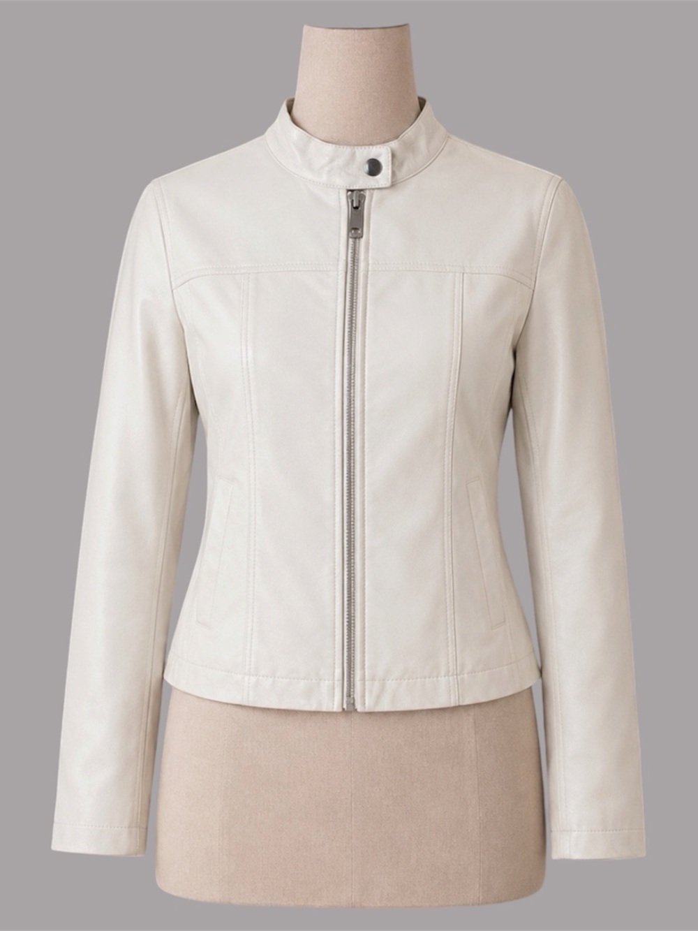 Motel Rocks White Faux Leather Moto Jacket